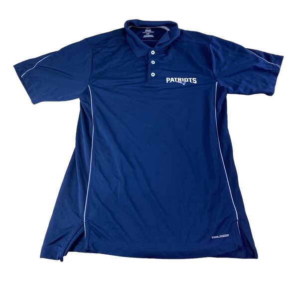 Men's Majestic NFL New England Patriots Polo Shirt Sz L Cool Base Blue Athletic - Picture 5 of 7